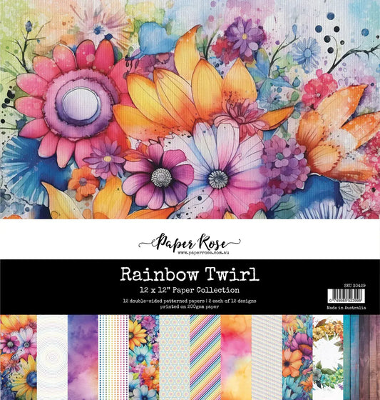 Paper Rose Rainbow Twirl 12 x 12 Paper Collection
