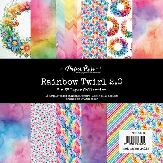 Paper Rose Rainbow Twirl 2.0 Paper 6 x 6