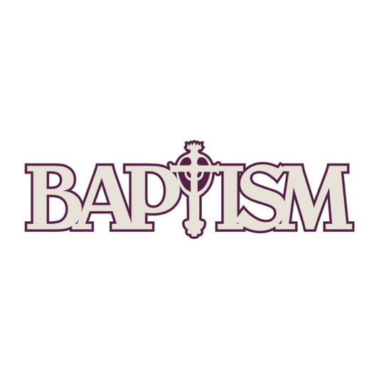 Petticoat Parlor Baptism Pale Gray on Purple title