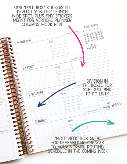 2025 Planner - Horizontal Layout, Spiral Bound - "Stars & Stripes" (#110)