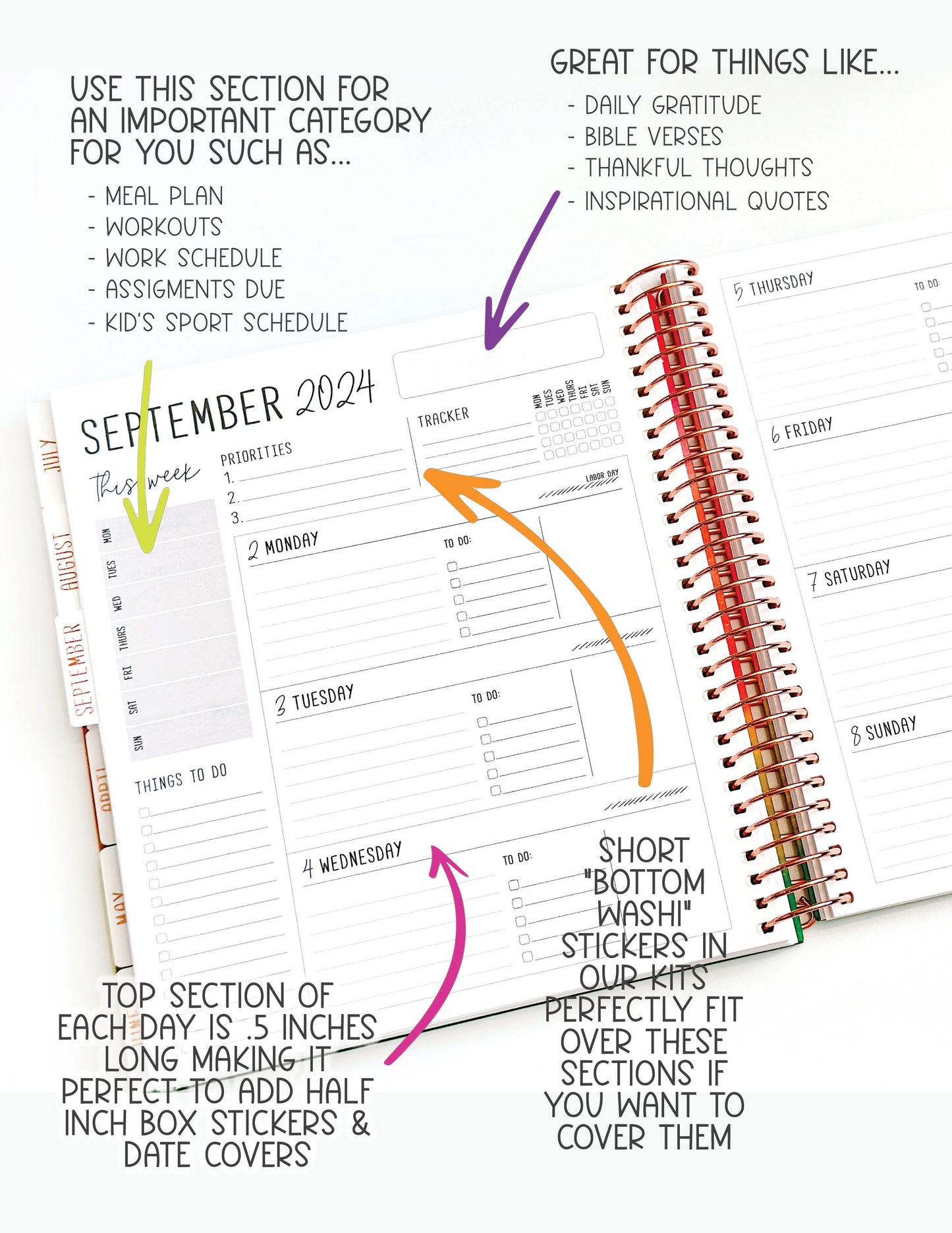2025 Planner - Horizontal Layout, Spiral Bound - "Stars & Stripes" (#110)