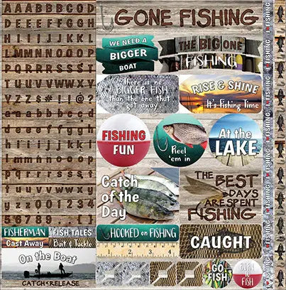 Reminisce Gone Fishing Sticker Sheet
