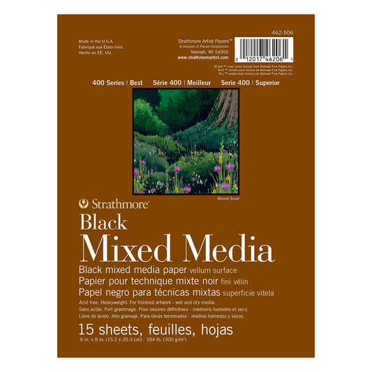 Strathmore Mixed Media Paper Pad, 400 Series, 6 in x 8 in, Black