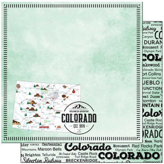 Colorado Postage Map Paper 12 x 12