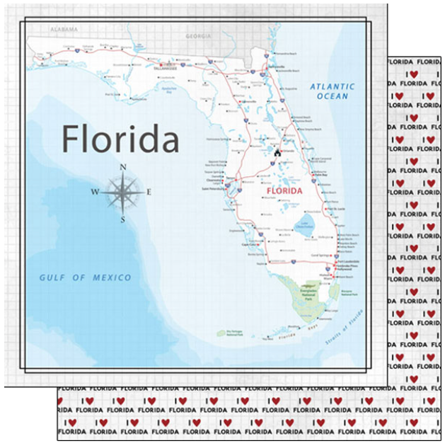 Florida Adventure Map Paper 12 x 12