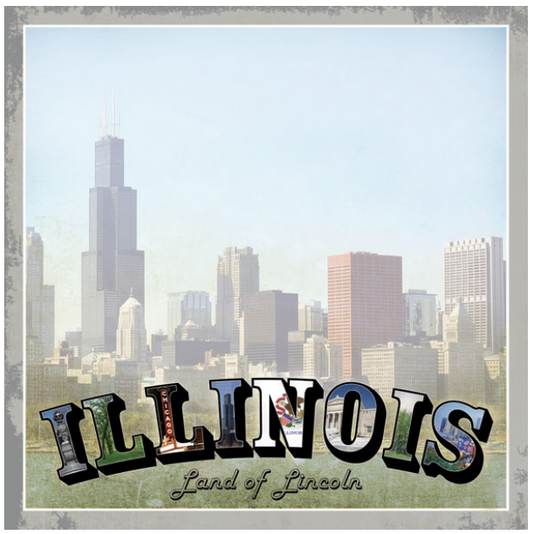 Illinois Vintage Paper 12 x 12