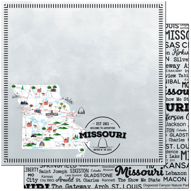 Missouri Postage Map Paper 12 x 12