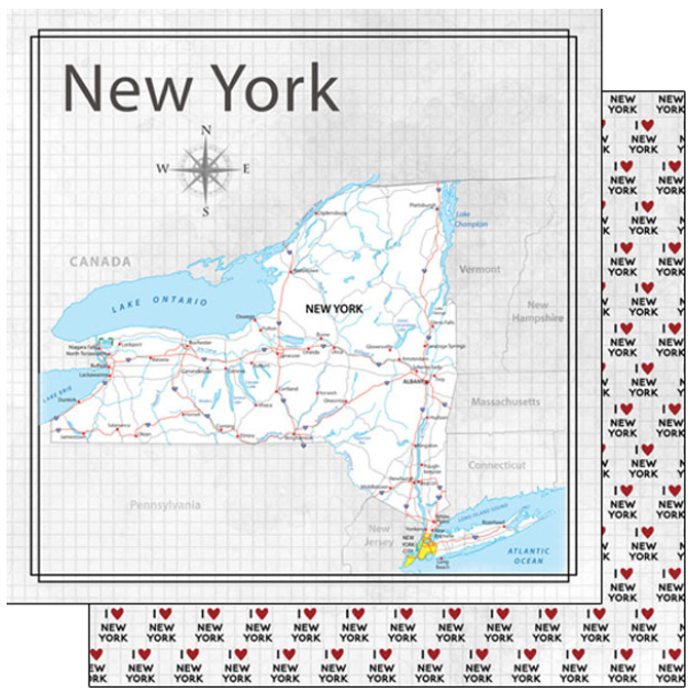 New York Adventure Map Paper 12 x 12