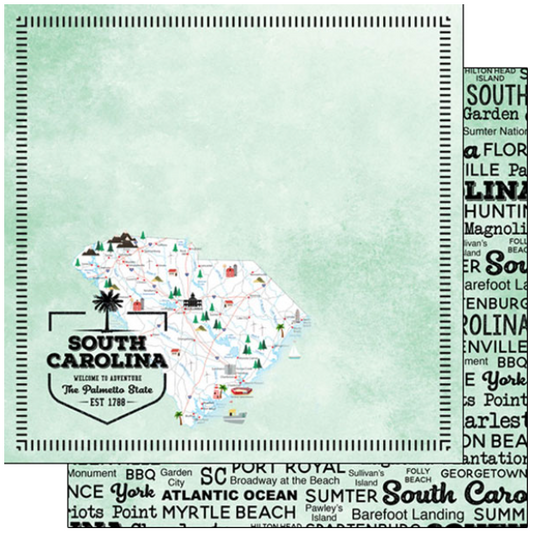 South Carolina Postage Map Paper 12 x 12