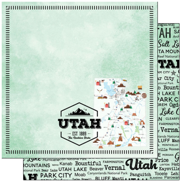 Utah Postage Map Paper 12 x 12