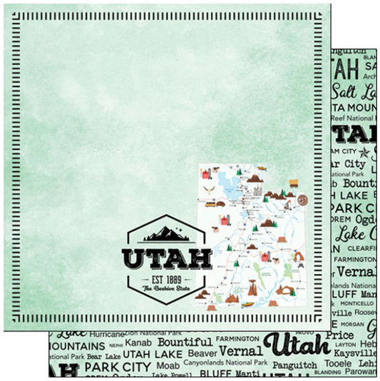 Utah Postage Map Paper 12 x 12