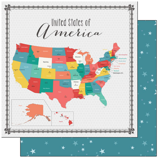 USA Memories Map Paper 12 x 12