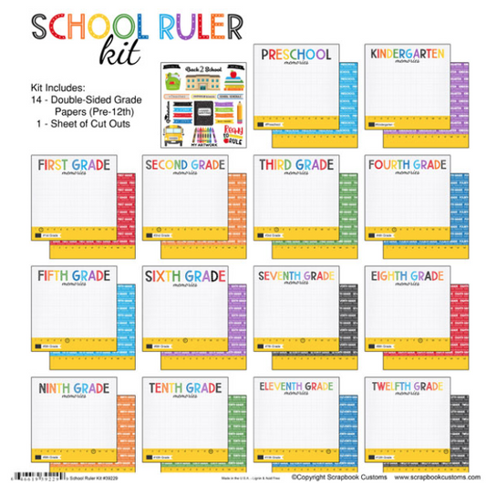 School Ruler Kit PreK thru 12 and Paper Cut Out