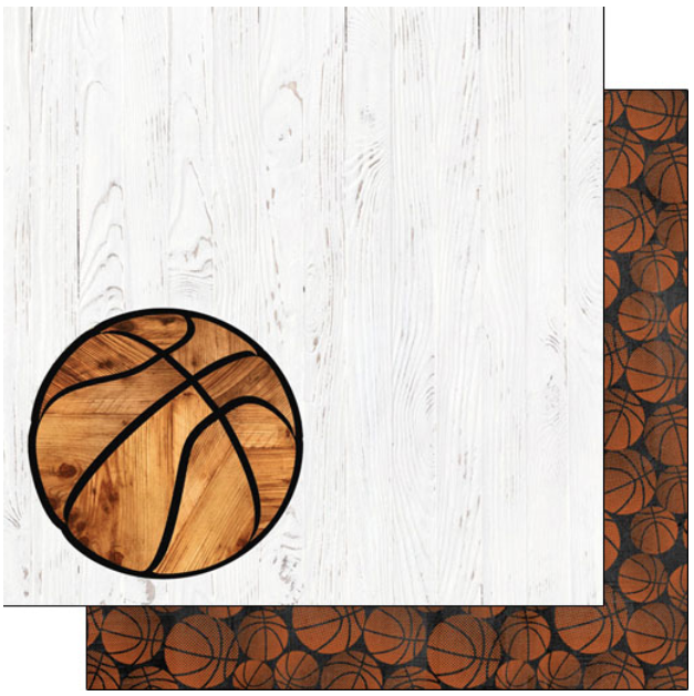 Basketball on White Wood DS 12 x 12 Paper