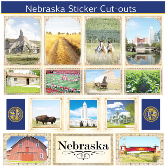 Nebraska Sightseeing Picture Cut Outs Sticker