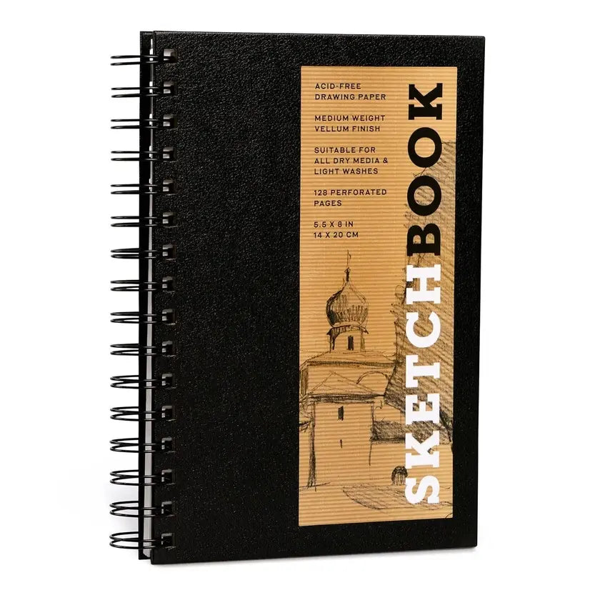 Small Sketchbook 5.5 X 8" - Spiral Hardcover (Black)