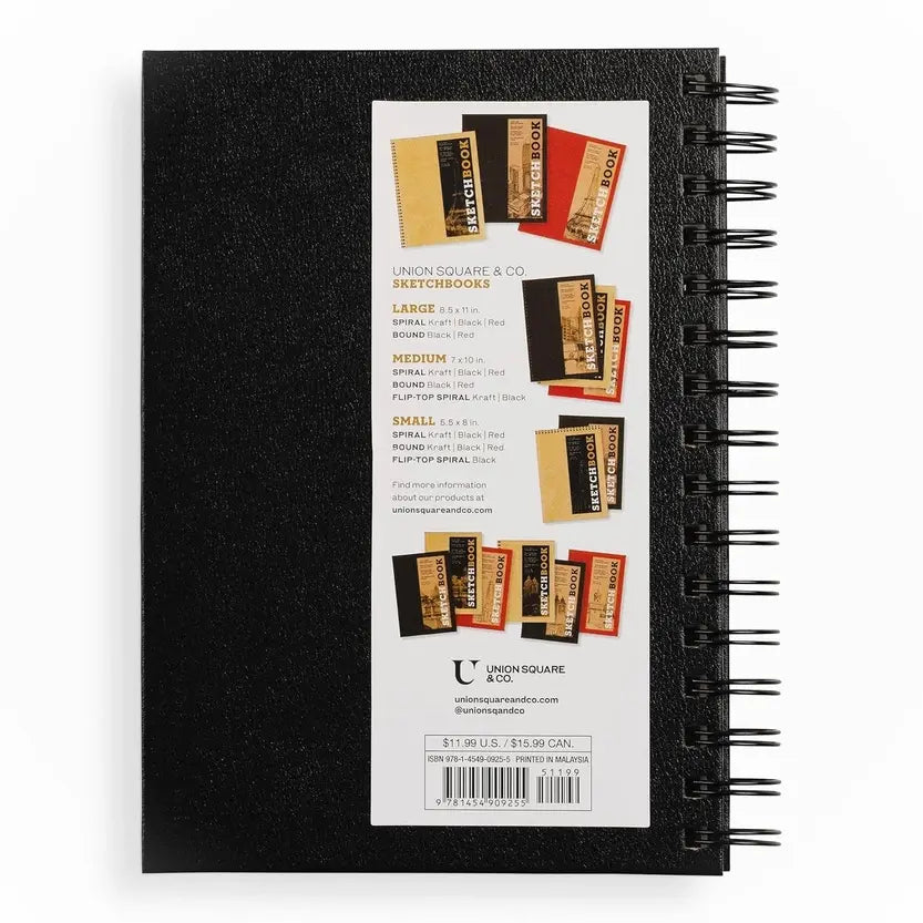 Small Sketchbook 5.5 X 8" - Spiral Hardcover (Black)