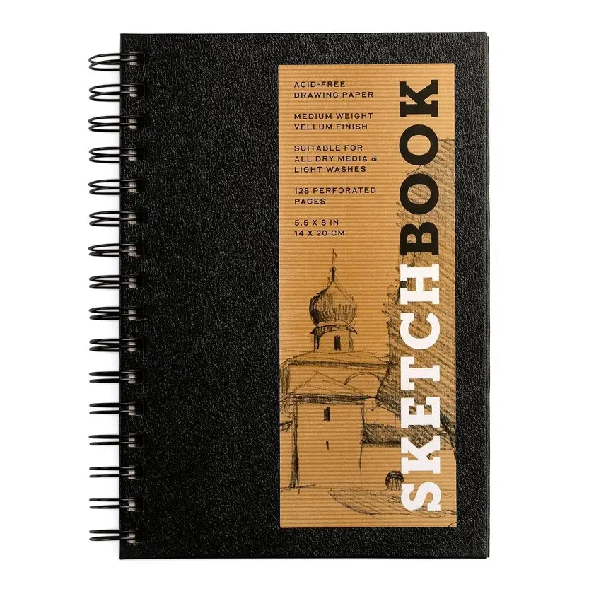 Small Sketchbook 5.5 X 8" - Spiral Hardcover (Black)