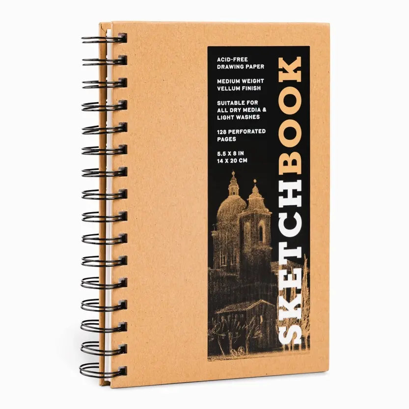 Small Sketchbook 5.5 X 8"- Spiral Hardcover (Kraft)