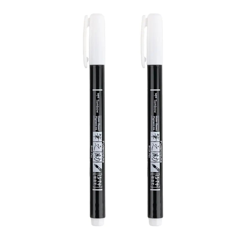 Tombow Fundenosuke Brush Pens, White 2-Pack