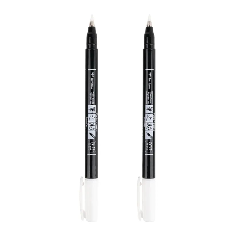 Tombow Fundenosuke Brush Pens, White 2-Pack
