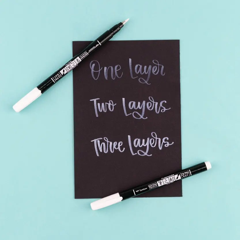Tombow Fundenosuke Brush Pens, White 2-Pack