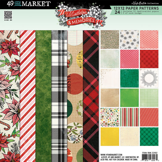 49 And Market Paper Pad 12"X12" 24/Pkg-Mistletoe And Memories