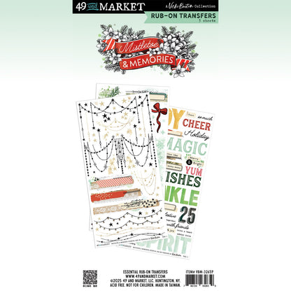 49 And Market Rub-On Transfer Set-Essential, Mistletoe And Memories