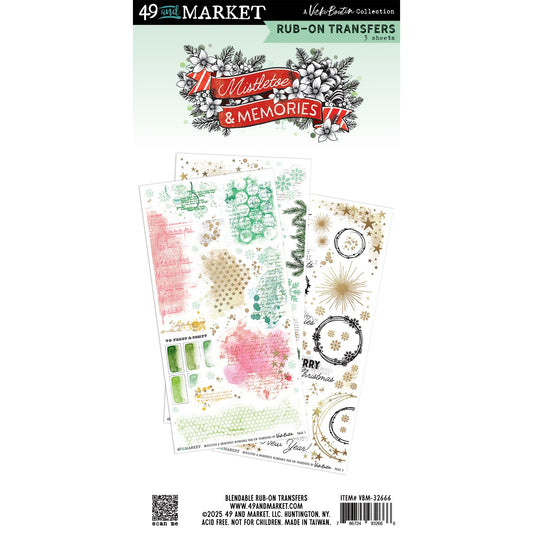 49 And Market Rub-On Transfer Set-Blendable, Mistletoe And Memories