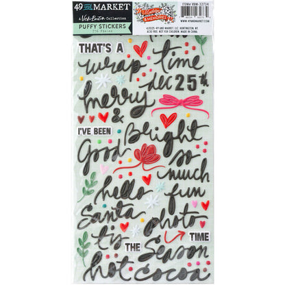 49 And Market Puffy Stickers-Mistletoe And Memories