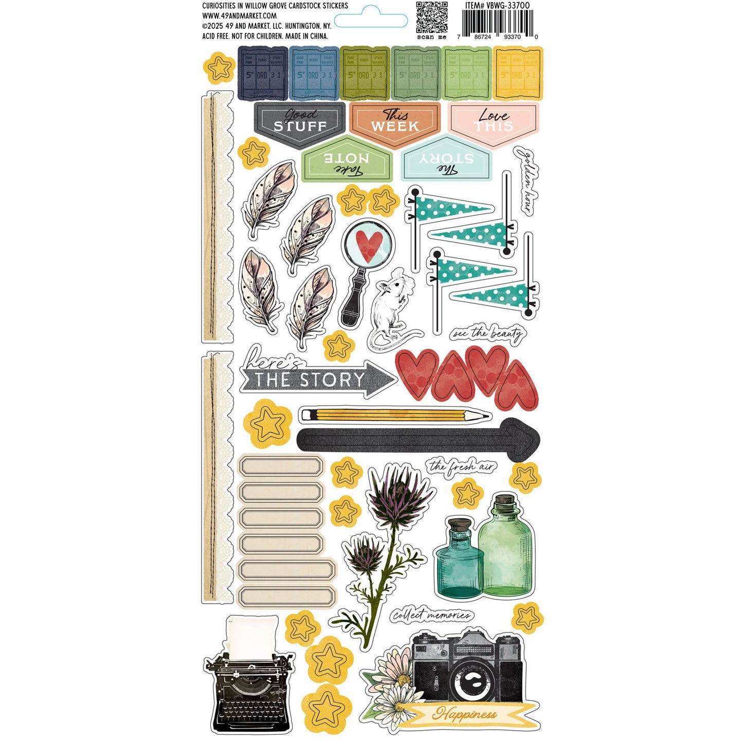 49 And Market Cardstock Stickers-Curiosities In Willow Grove