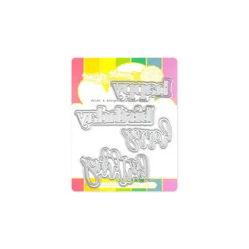 Waffle Flower Print & Script Happy Birthday die