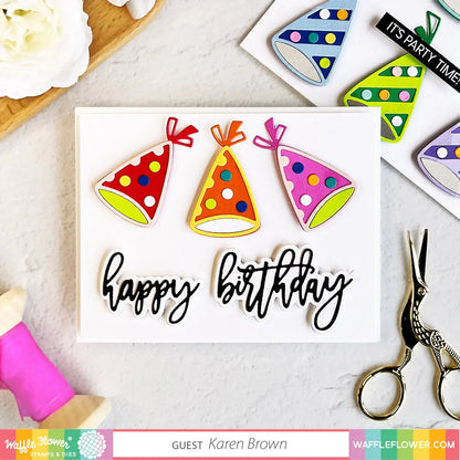 Waffle Flower Print & Script Happy Birthday die