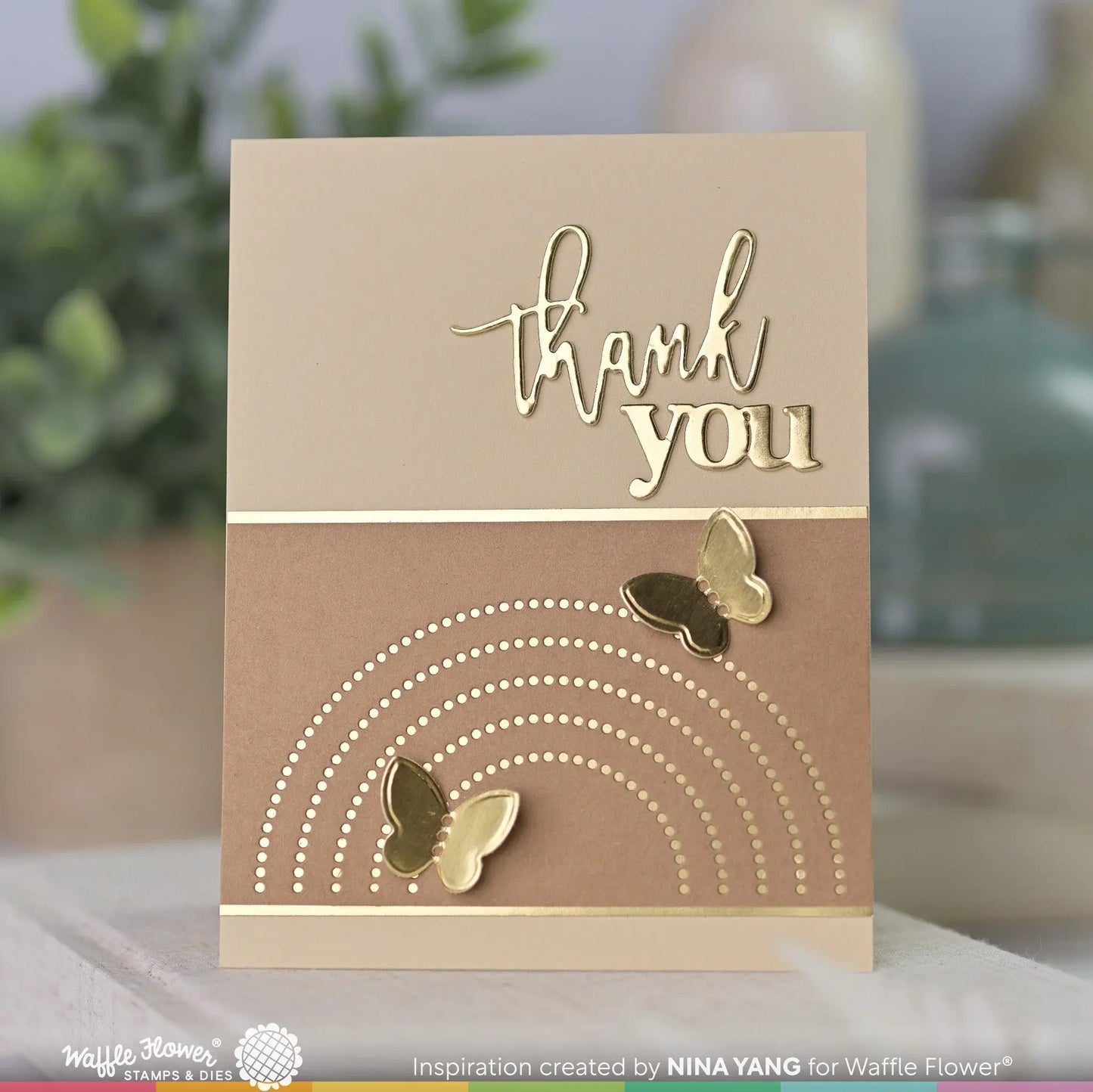 Waffle Flower Print & Script Thank You die