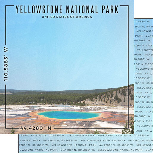 Yellowstone National Park Coordinates - Double-Sided Paper 12 x 12in