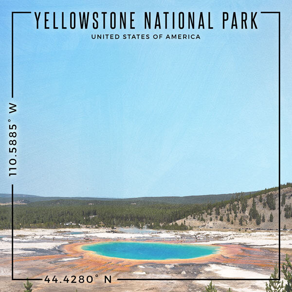 Yellowstone National Park Coordinates - Double-Sided Paper 12 x 12in