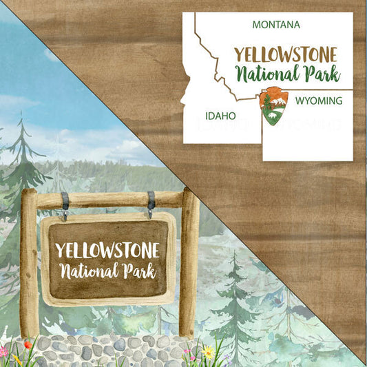 Yellowstone National Park Watercolor - Double-Sided Paper 12 x 12in