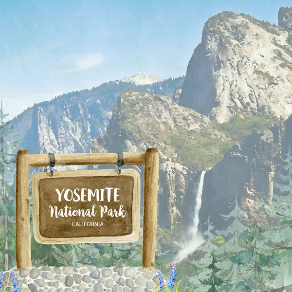 Yosemite National Park Watercolor - Double-Sided Paper 12 x 12in