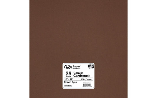 PA Paper Accents Cardstock 12x12 80lb 25pc Pk Brown Eyes