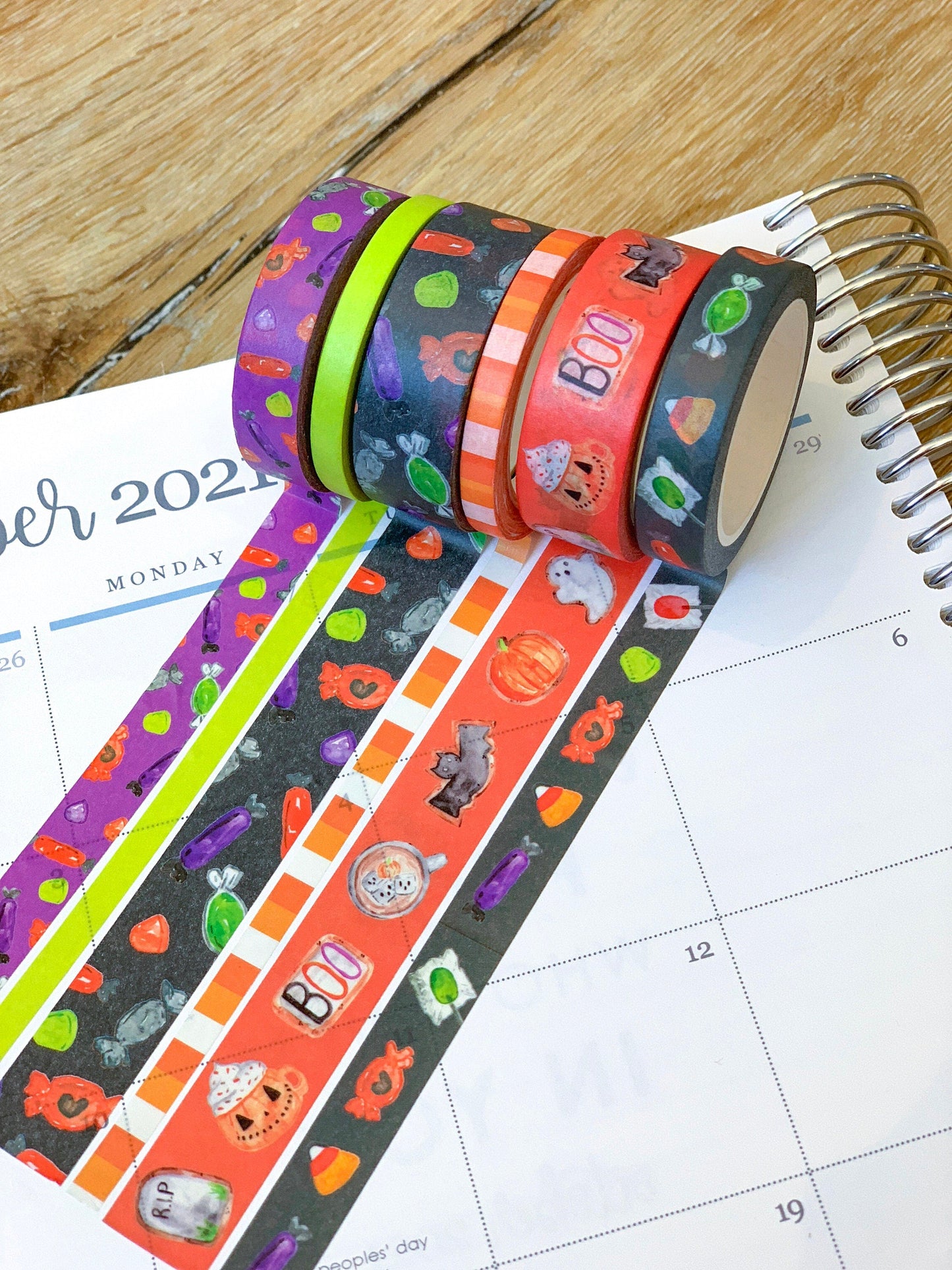 Halloween Candy Orange & Black Treats Washi Tape Set (#W018)