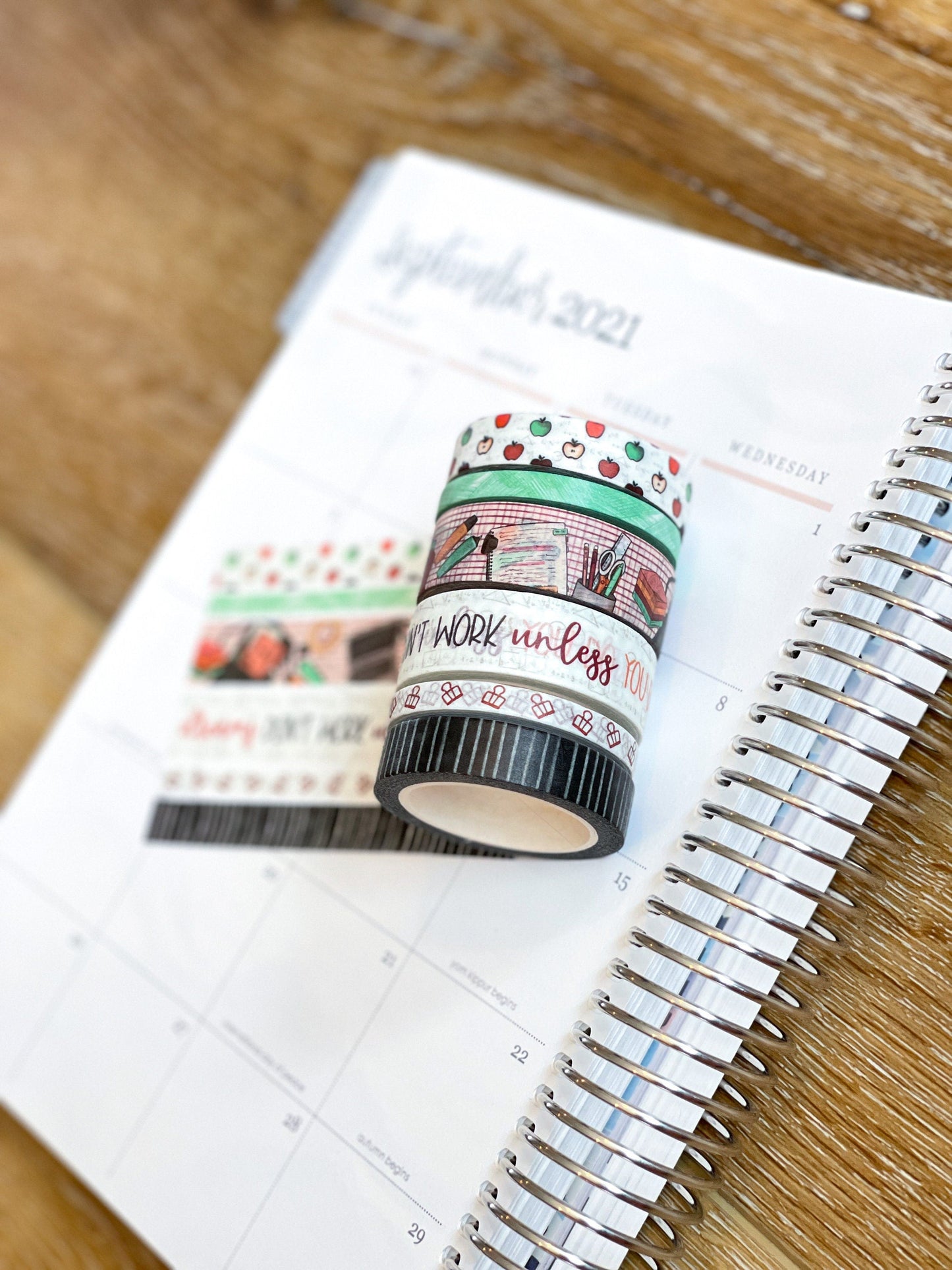 Girl Boss Working Dreams Fall Internship Teacher Apples Washi Tape Set (#W030)