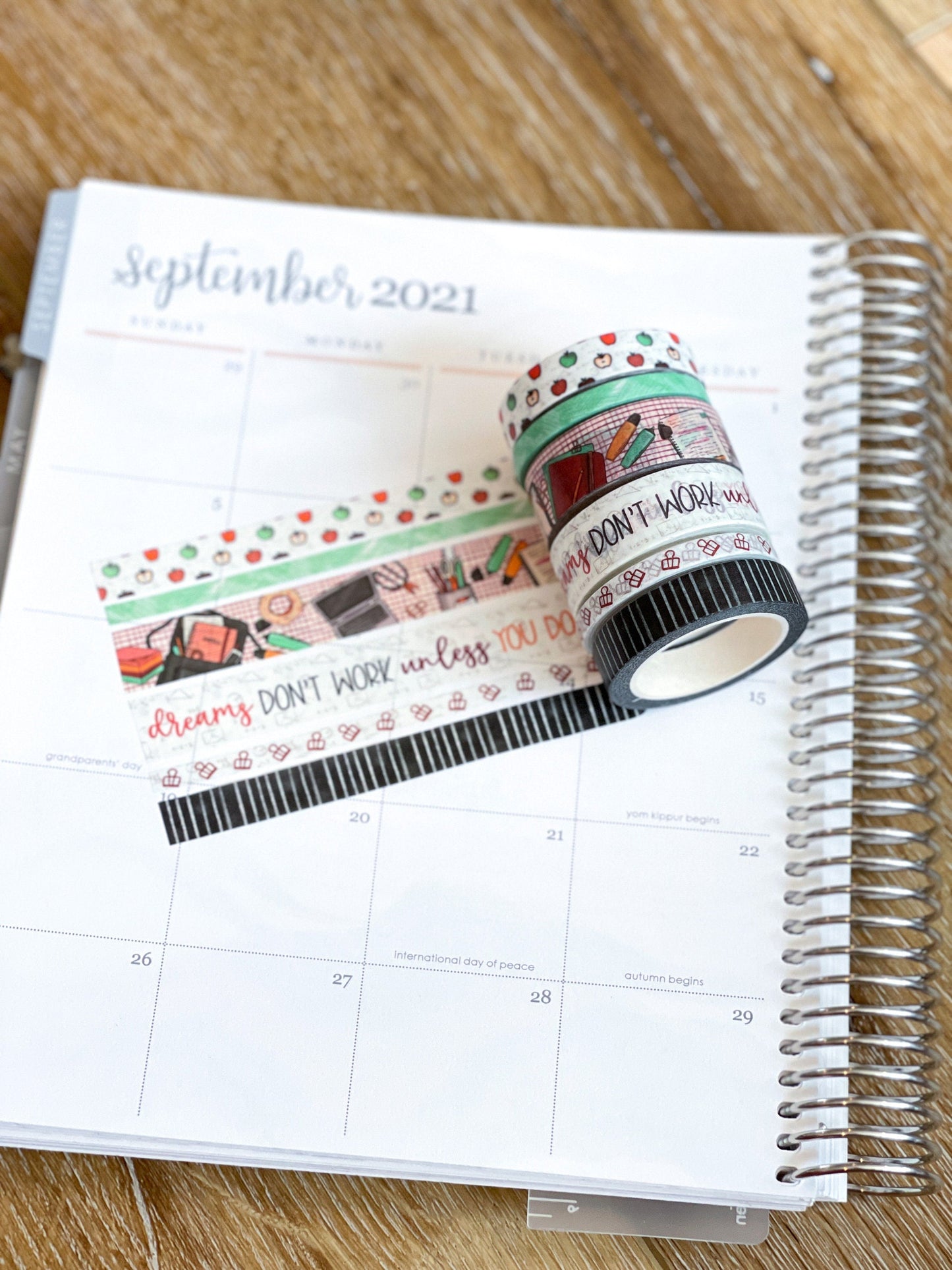 Girl Boss Working Dreams Fall Internship Teacher Apples Washi Tape Set (#W030)