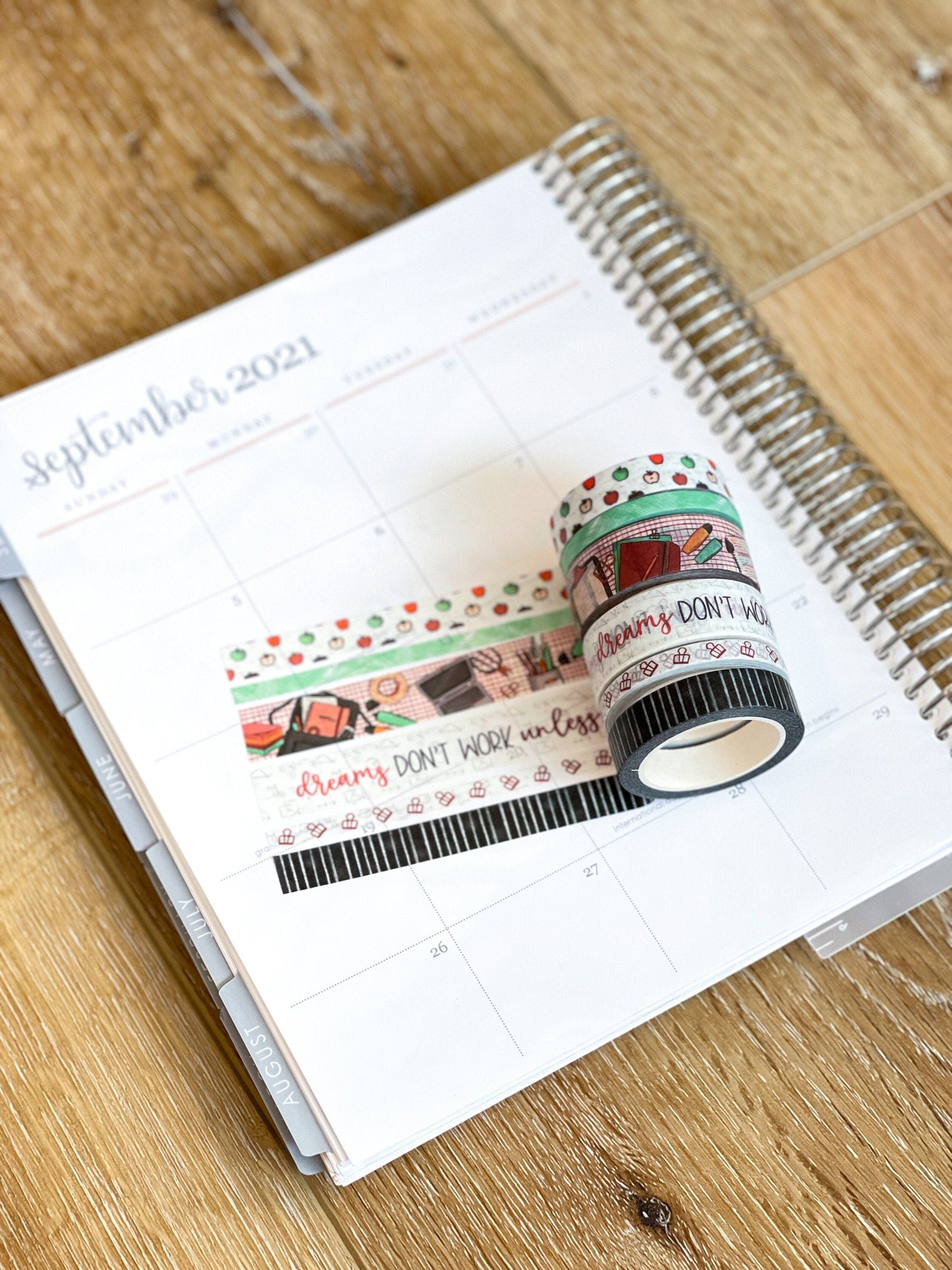 Girl Boss Working Dreams Fall Internship Teacher Apples Washi Tape Set (#W030)