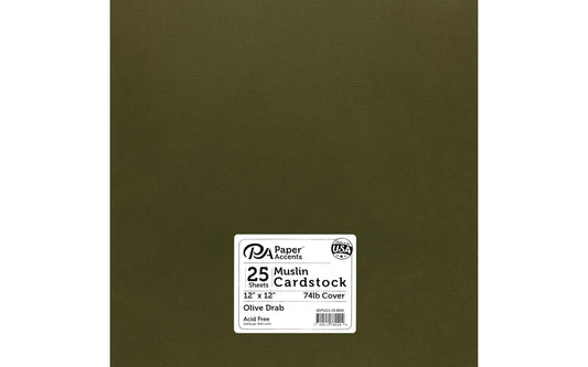 PA Paper Accents Smooth Cardstock - Olive Drab 25 pc