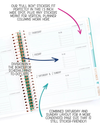 2025 Planner - Mini Horizontal Layout, Spiral Bound - "Teal Strokes" (#402)
