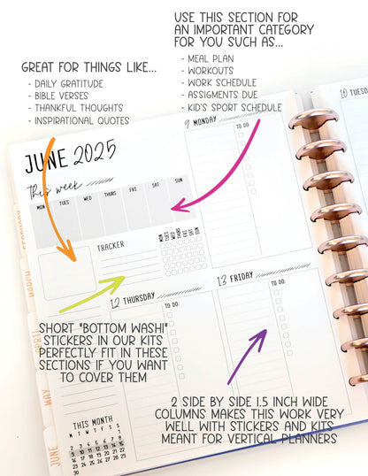 2025 Planner - Signature Layout, Disc Bound - "Rainbow Glitz" (#801)