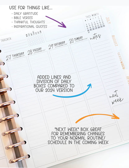 2025 Planner - Vertical Layout, Disc Bound - "Rainbow Glitz" (#901)