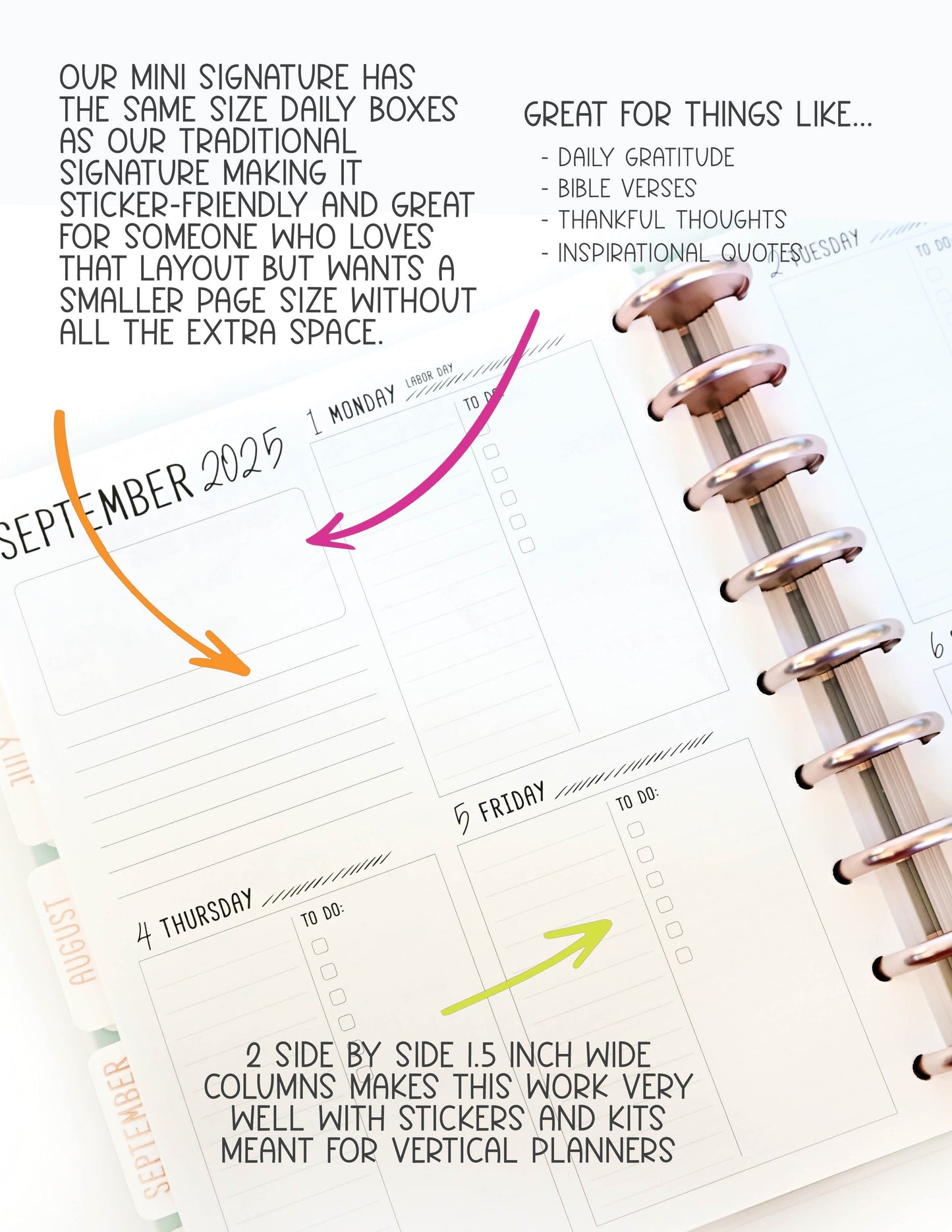 2025 Planner - Mini Signature Layout, Disc Bound - "Butterfly Doodles" (#1109)