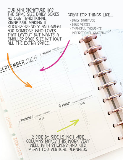 2025 Planner - Mini Signature Layout, Disc Bound - "Butterfly Doodles" (#1109)