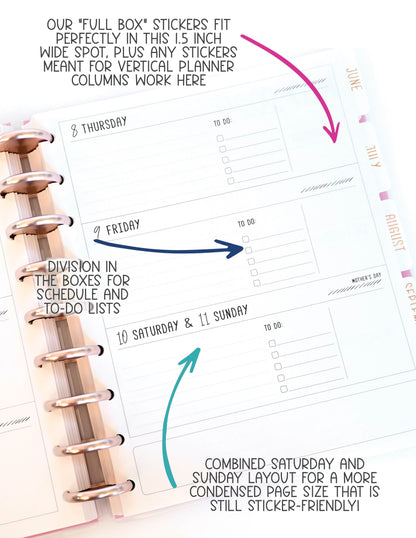 2025 Planner - Mini Horizontal Layout, Disc Bound - "Teal Strokes" (#1002)